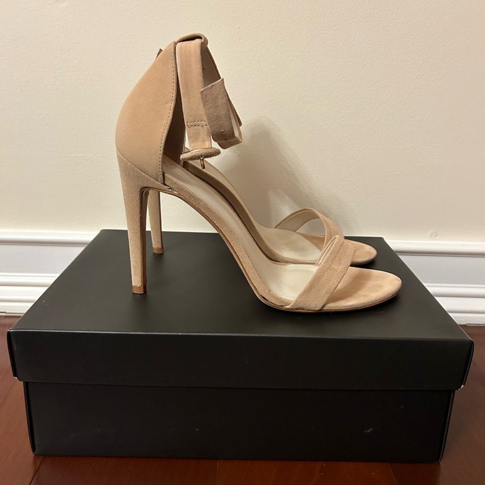 Nude suede heels